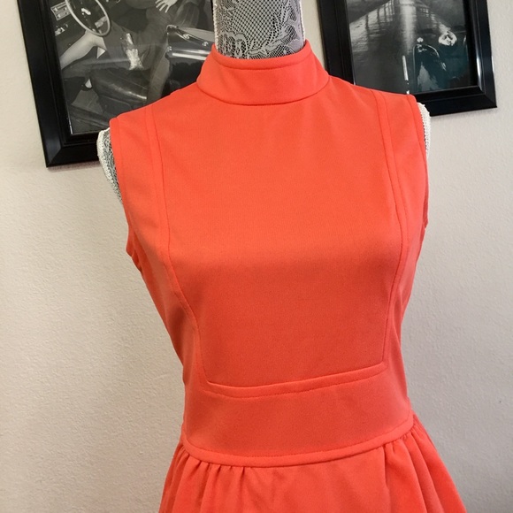 🍊 “DIXIE DEB” Mod orange VINTAGE dress! - Picture 4 of 6